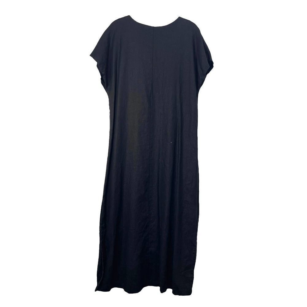 Match Point maxi black 100% linen dress Sz L boho lagenlook - Picture 8 of 8